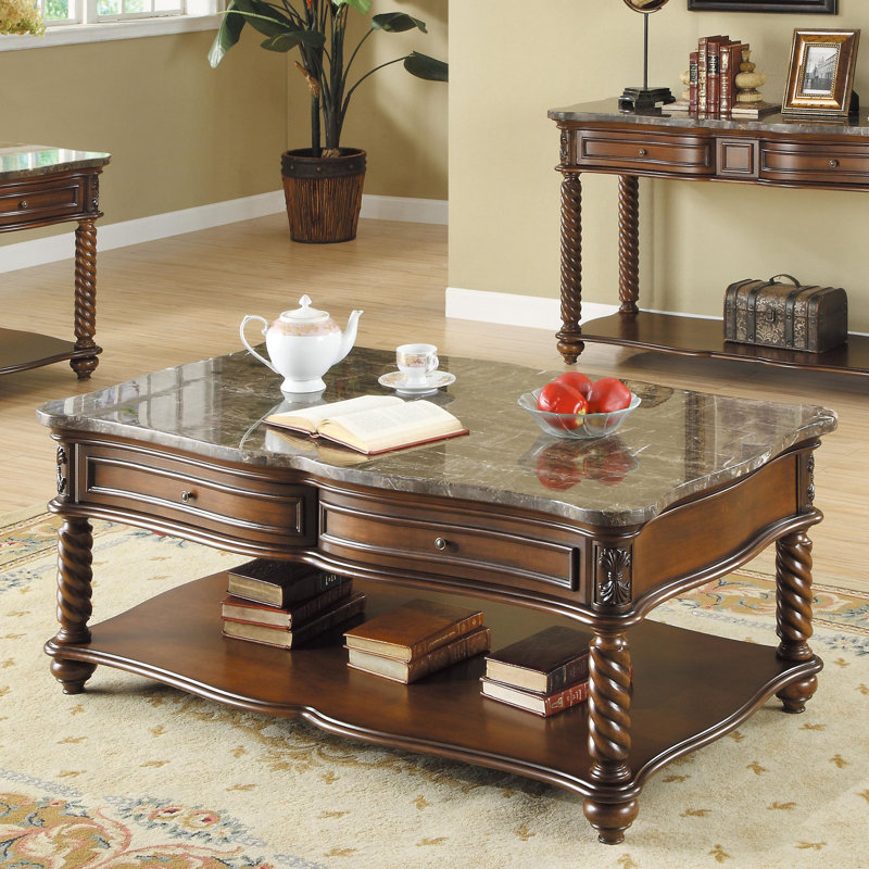 Darby Home Co Traditional Formal Marble Top Cocktail Table | Wayfair
